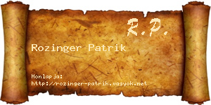 Rozinger Patrik névjegykártya